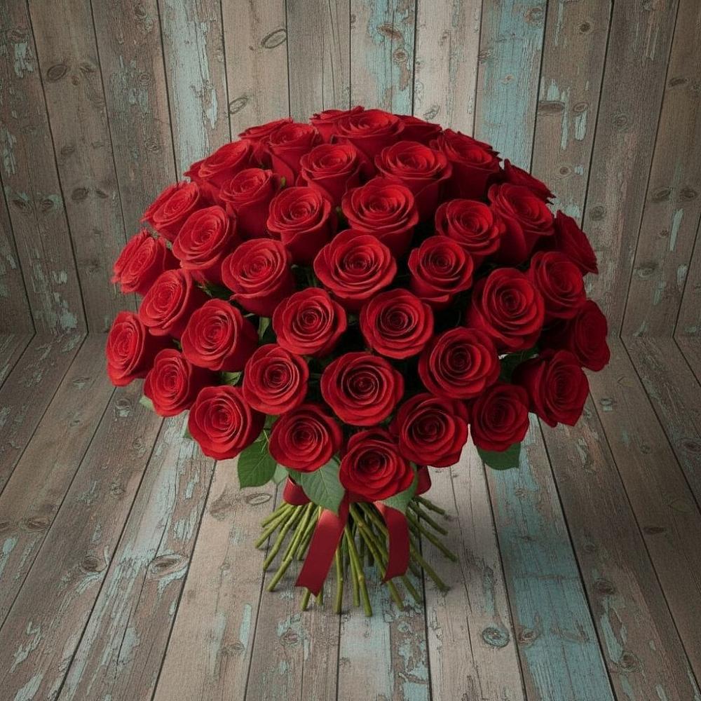 Букет 55 Красных роз Фридом в Посёлке Свободы