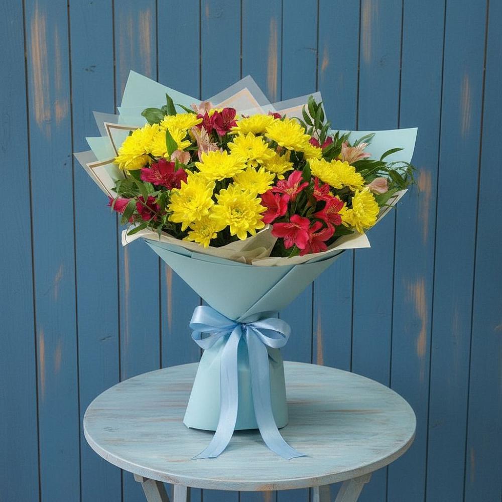 Букет цветов из: Альстромерии и Хризантемы в Посёлке Свободы