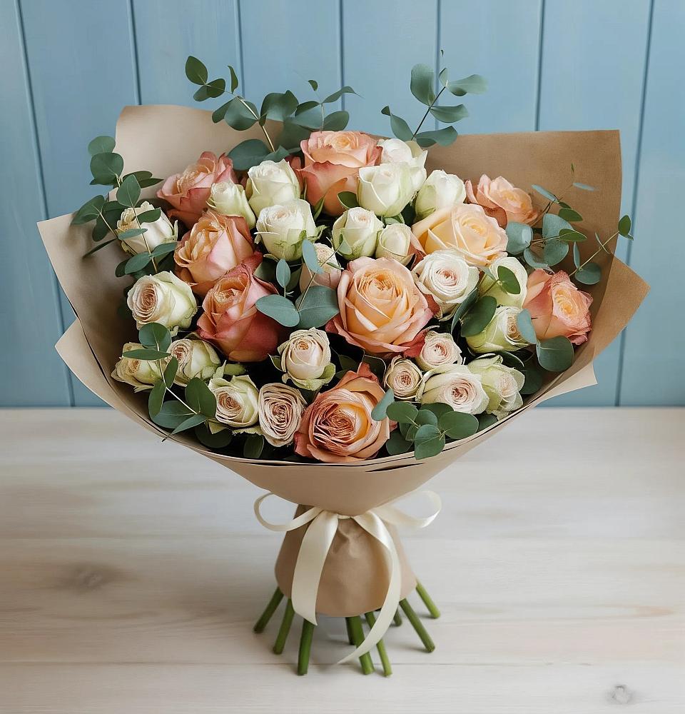 Букет цветов из: Альстромерии и Розы в Посёлке Свободы