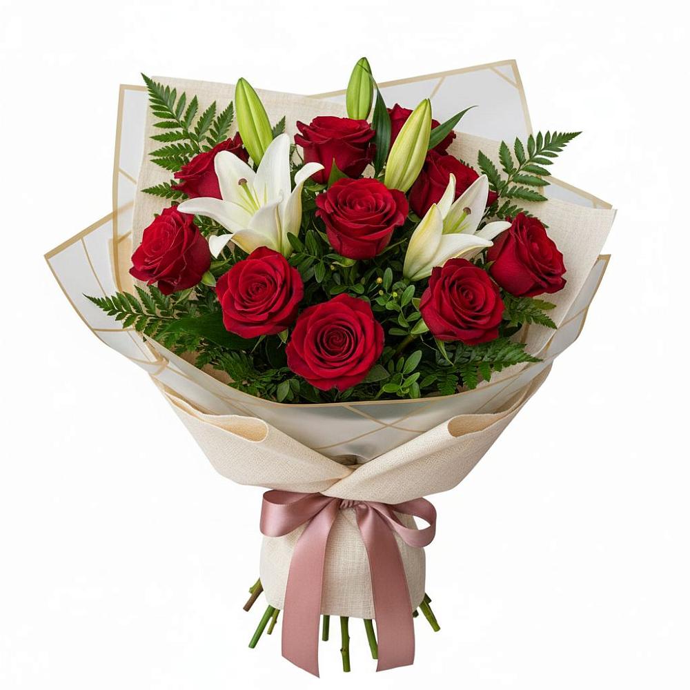 Букет цветов из: Лилии и Розы в Посёлке Свободы