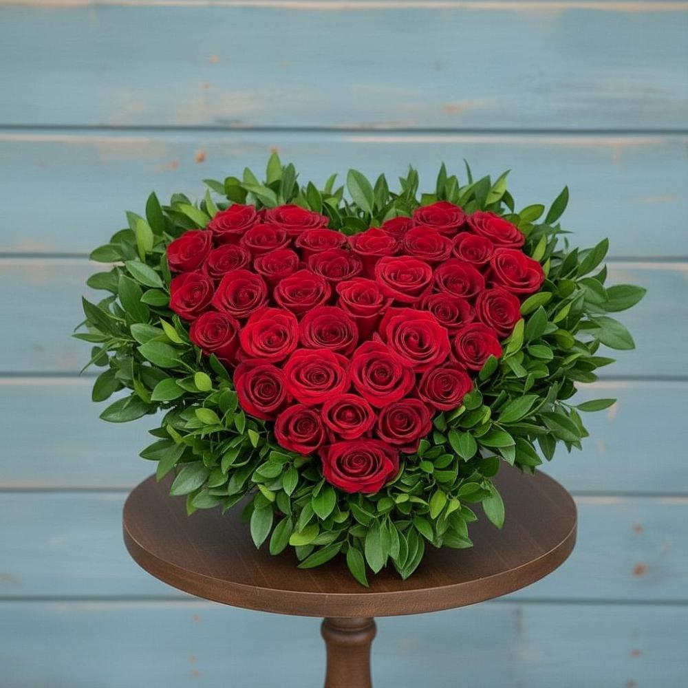 Цветочная композиция из Розы в виде сердца в Посёлке Свободы