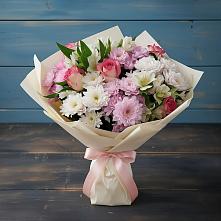 Букет цветов из:  Хризантемы, Альстромерии и Розы в Посёлке Свободы