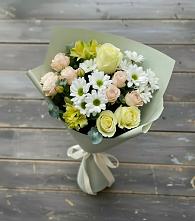 Букет цветов из:  Альстромерии, Розы и Хризантемы в Посёлке Свободы