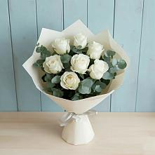 Букет Белые розы в Эвкалипте в Посёлке Свободы